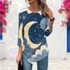 Ladies Plus Size Three Quarter Sleeve Top Pointed Hem Breathable Loose Casual For Daily Commute