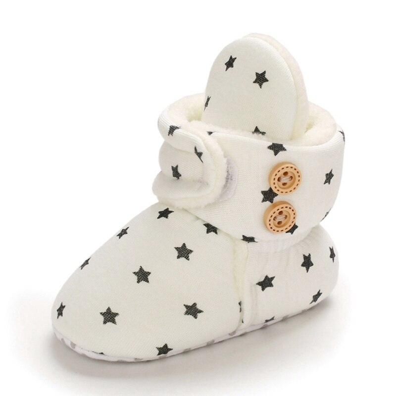 Cute Star Print Prewalkers Booties Winter Soft Anti-slip Warm Newborn Infant Crib Shoes Moccasins