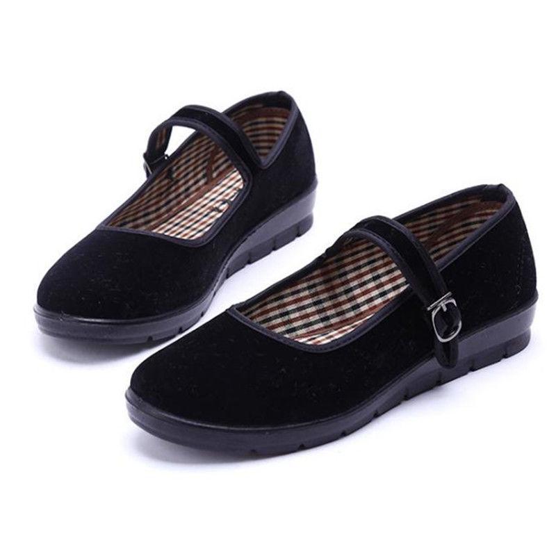 

Женские черные бархатные туфли на плоском каблуке для танцев и работы 34