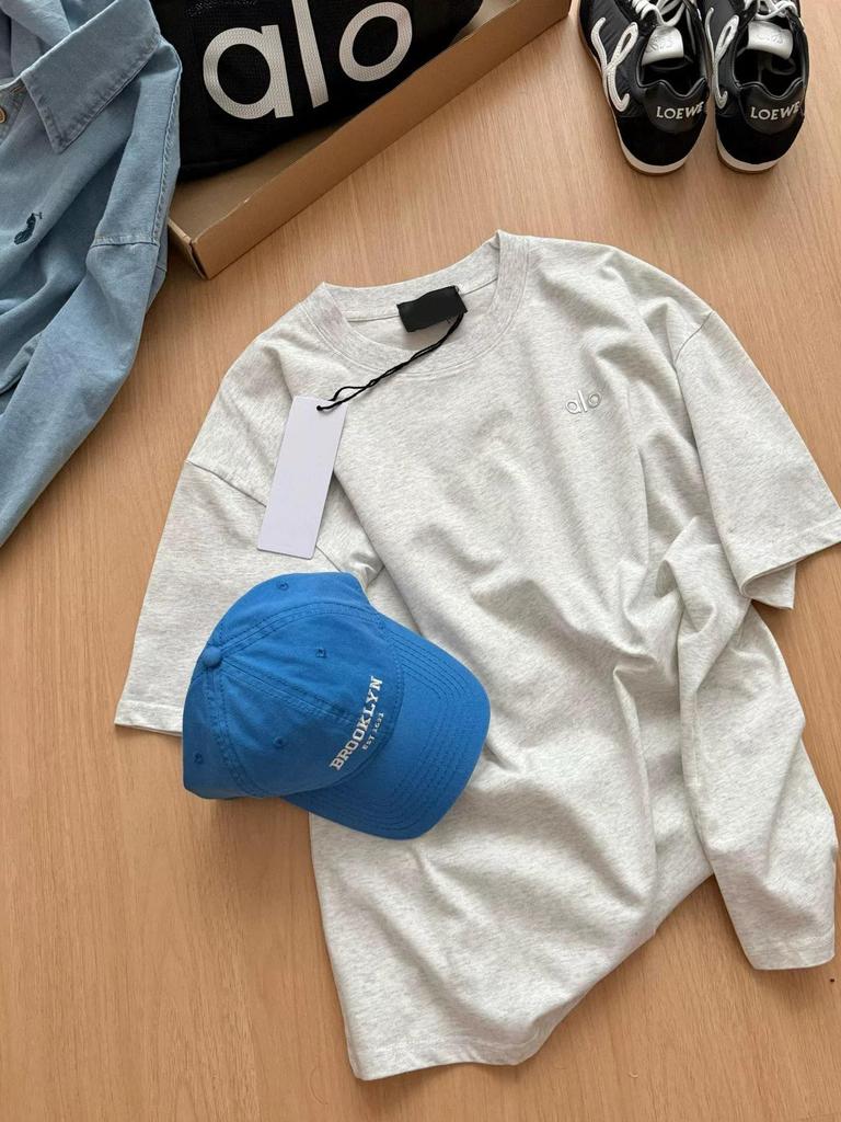 Heavyweightalo Women’s Silver Label Candy Color Loose Casual T-shirt, Short Sleeve, Summer 2025