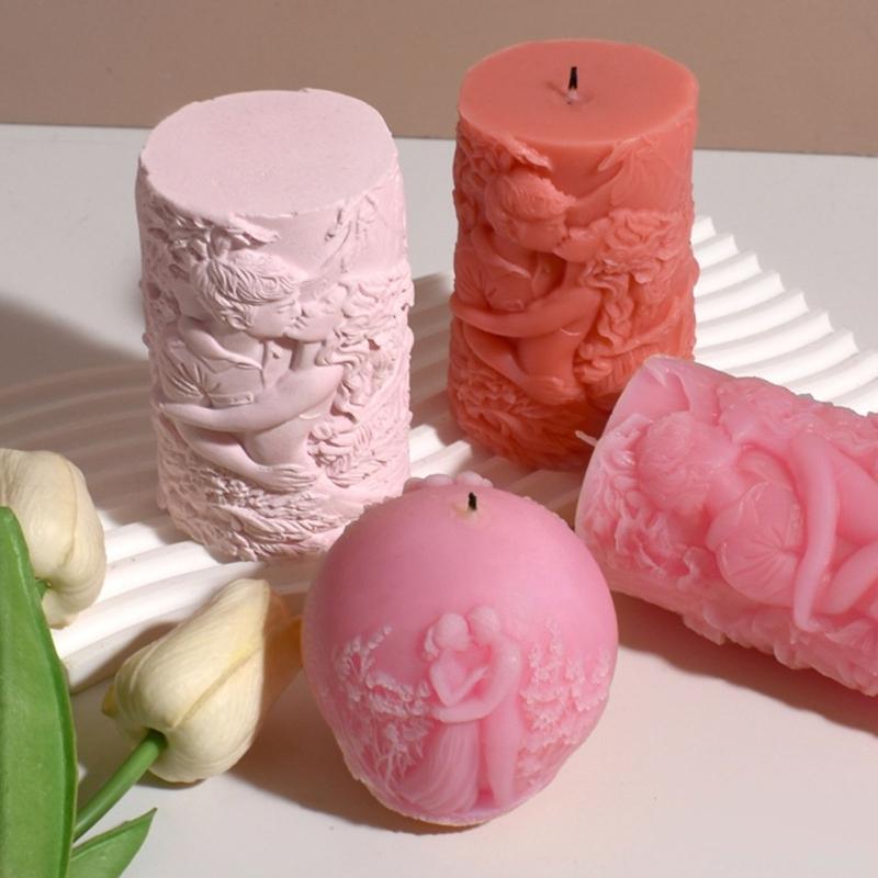 Silicone Cylinder Mould For Handmade Candle Embossed Star Detailing Safe Family Activity Supplies