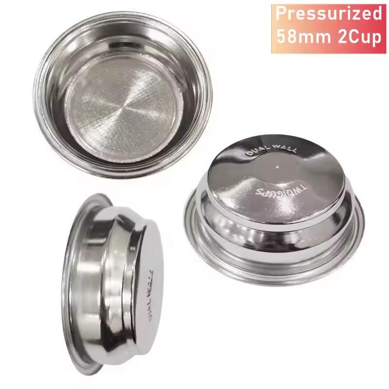 58mm 2Ear Stainless Steel Single/Double Mouth Portafilter Bottomless with Coffee Brush for Expobar/LeLit/WEGA E61 Coffee Machine