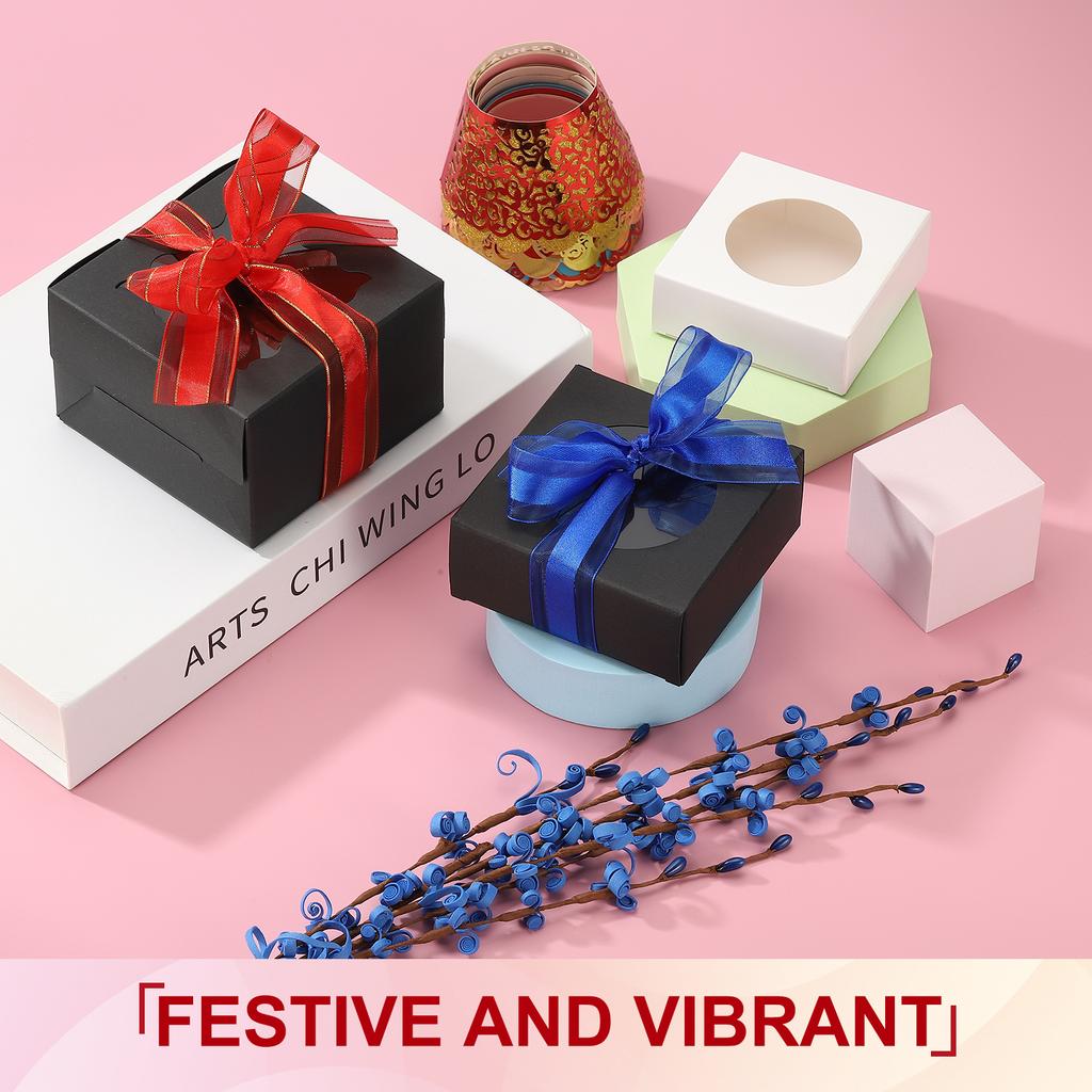 1/2pcs Organza Chiffon Gold Edge Ribbon Gold Red Candy Satin Striped Sheer Craft Ribbons for Bows Making Gift Wrapping Wreath