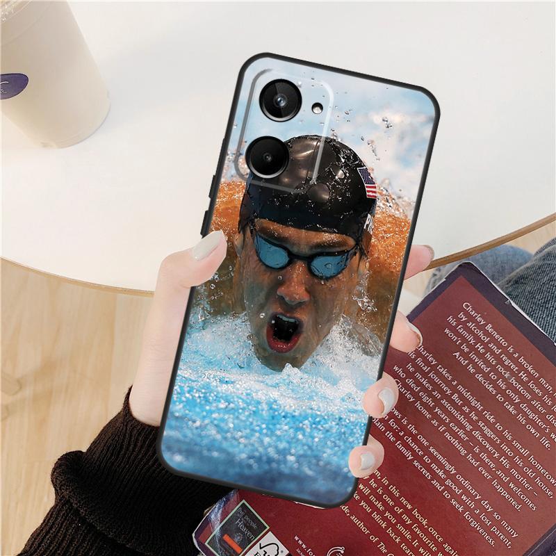 Michael Phelps Swimming Case For Realme GT 7 Pro GT 6T 6 5 C55 C53 C51 C21Y C25S C61 C67 C75 10 11 12 13 14 Pro Plus
