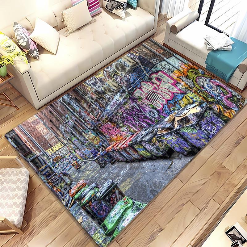 Colourful Graffiti 3D Printing Area Carpets for Home Living Room Kids Bedroom Sofa Doormat Kitchen Floor Rugs Anti-slip Decor