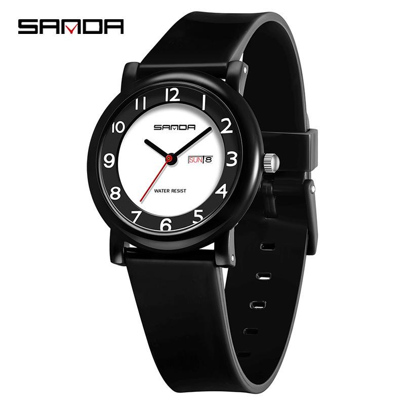 Sanda Junior Exam-Friendly Double Calendar Quartz Watch for Students