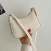 2025 New Handbag Retro Hong Kong Style Portable Shoulder Bag Underarm Bag Solid Color PU Crossbody Bag Women's Leisure Bag