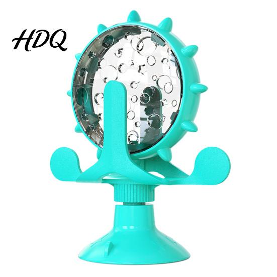 Cat Treat Dispenser Toy Windmill Dispenser Interactive Rotating Food Toy Suction Cup синий