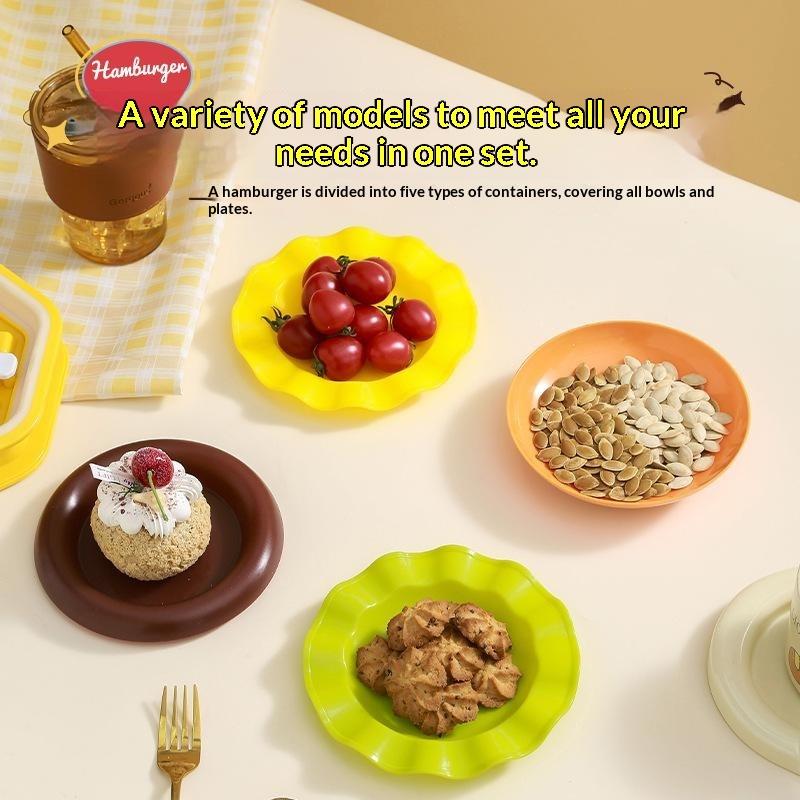 5/7 Tier Stackable Hamburg Serving Plates Reusable Spit Bone Dishes for Home BBQ Kids Birthday Party Table Decor
