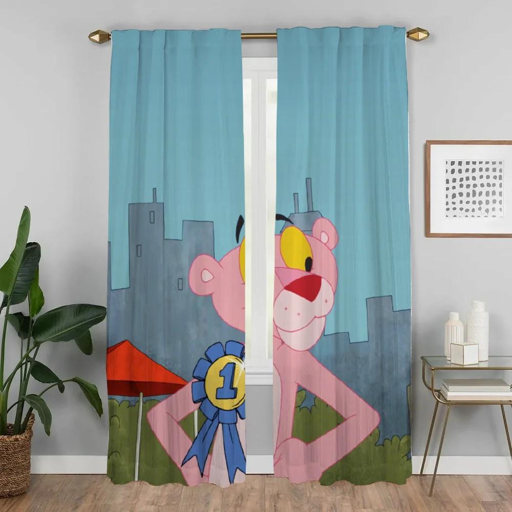 Pink Panther Elegant Room Curtains for Camera Partition Window Curtain for Room 2 Panel Halloween Decoration Shades Living Child