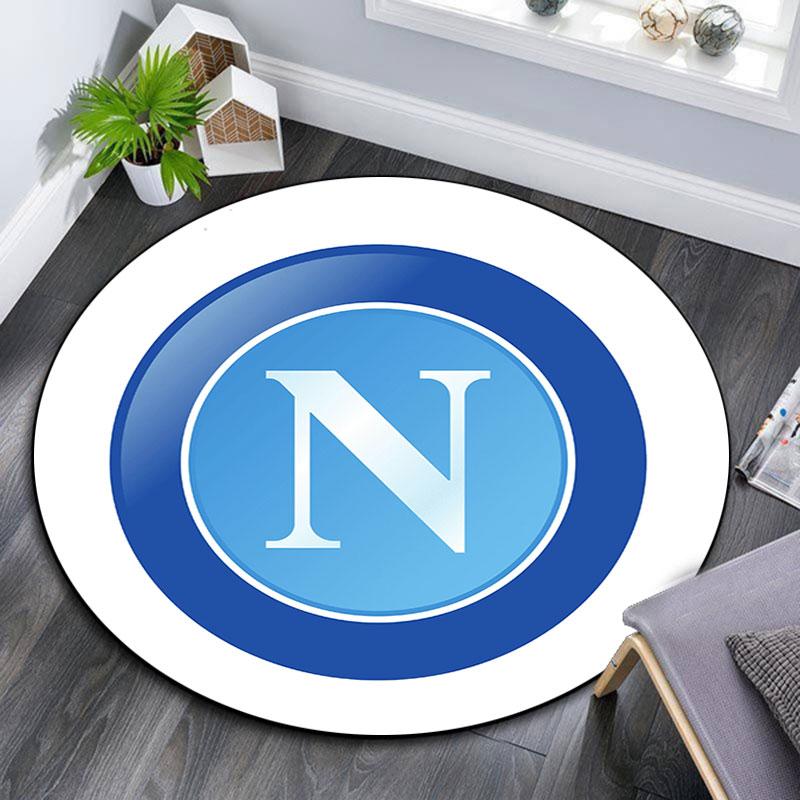 Tappeto Rotondo Stampato SSC Napoli, Tappeto Circolare Antiscivolo Lavabile per Soggiorno Camera da Letto Sala Giochi, Decorazione per Tifosi Sportivi, Regalo per Feste Compleanni