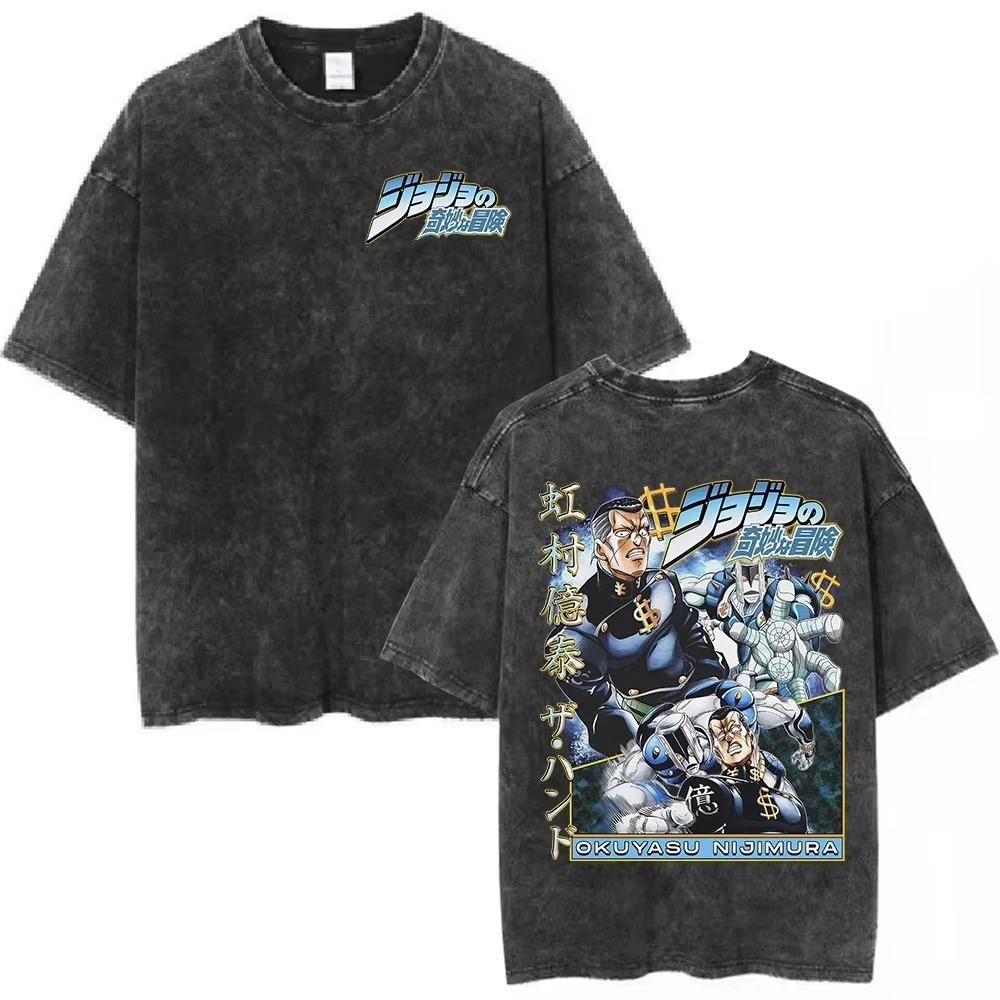 Anime JoJo's Bizarre Adventure Dio Print Tshirt Men Short Sleeve Clothing Washed Cotton Tee Retro Manga T Shirt Harajuku T-shirt Female Male Tee Shirt
