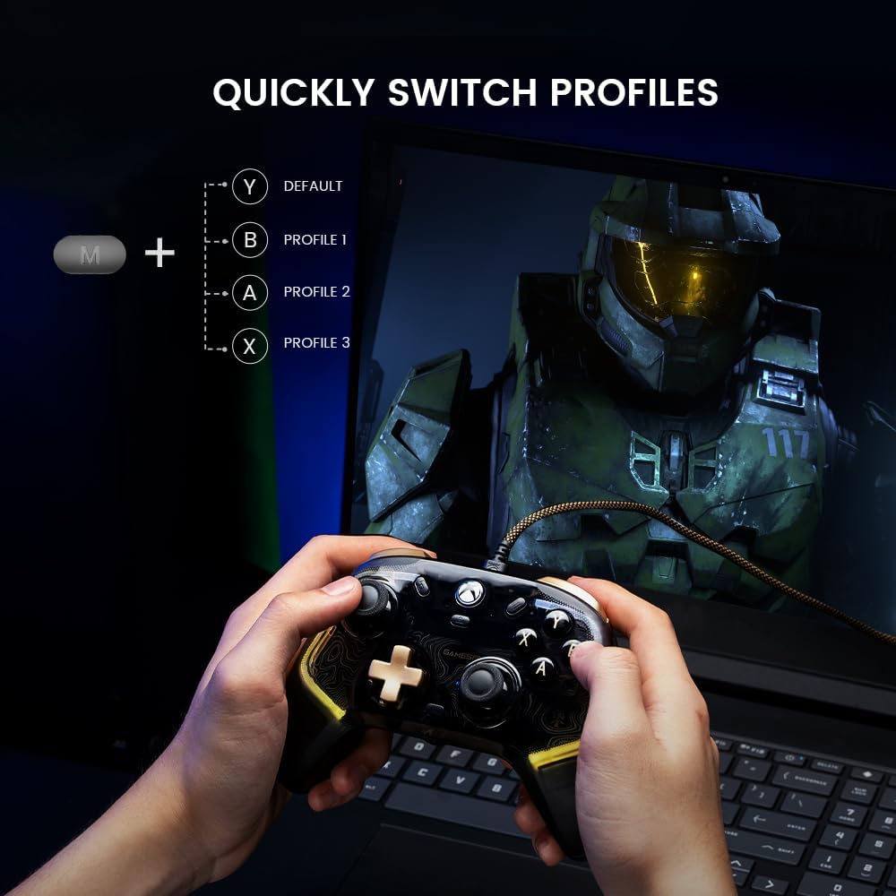 GameSir Kaleid Flux Xbox Controller PC Controller Kabelgebundenes Skelett Hall-Effekt Stick Trigger Ausgestattet mit RGB-Lichteffekt Audioanschluss Xbox Series Xbox