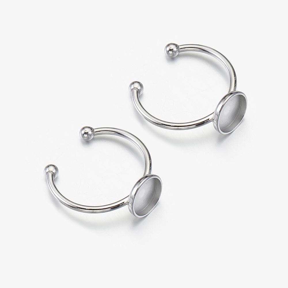 10pcs Adjustable Open Finger Ring Setting Stainless Steel 4mm 8mm 12mm Round Blank Ring Base Bezel Cabochon DIY Jewelry Making
