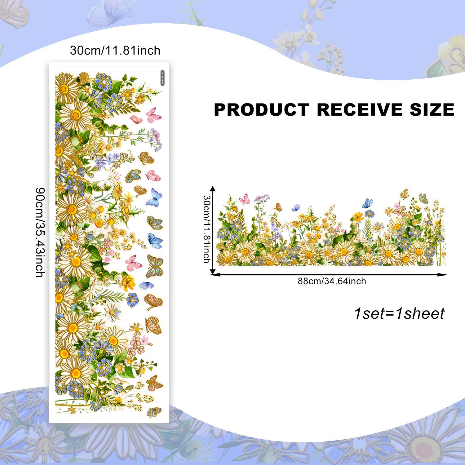 

Da19029 Креативный Бронзовый Цвет Цветок Маргаритка Бабочка Статическая Наклейка Украшение для Дома Двусторонняя Визуальная Наклейка на Окно
