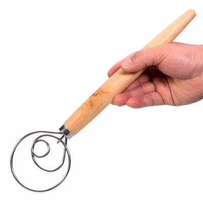 LARGE 13" Stainless Steel Dutch Style Bread Dough Whisk for Pastry Pizza Mixer Hook Kitchen Accessoy