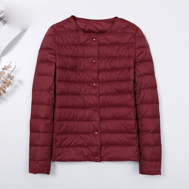 

Женская теплая внутренняя подкладка с круглым вырезом и длинными рукавами, однотонная однобортная повседневная теплая белая куртка на утином пуху M-4XL 4XL бордовый