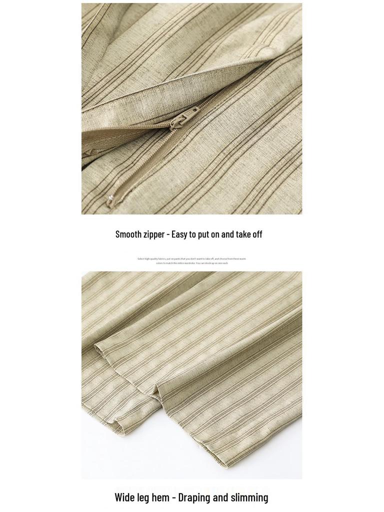 Women's Summer High-Waisted Retro Striped Wide-Leg Pants