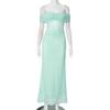 J11DS010 European and American Hot-selling Solid-color Tube Top Off-the-shoulder Mesh Pleated Slim-fitting Long Dress Dress