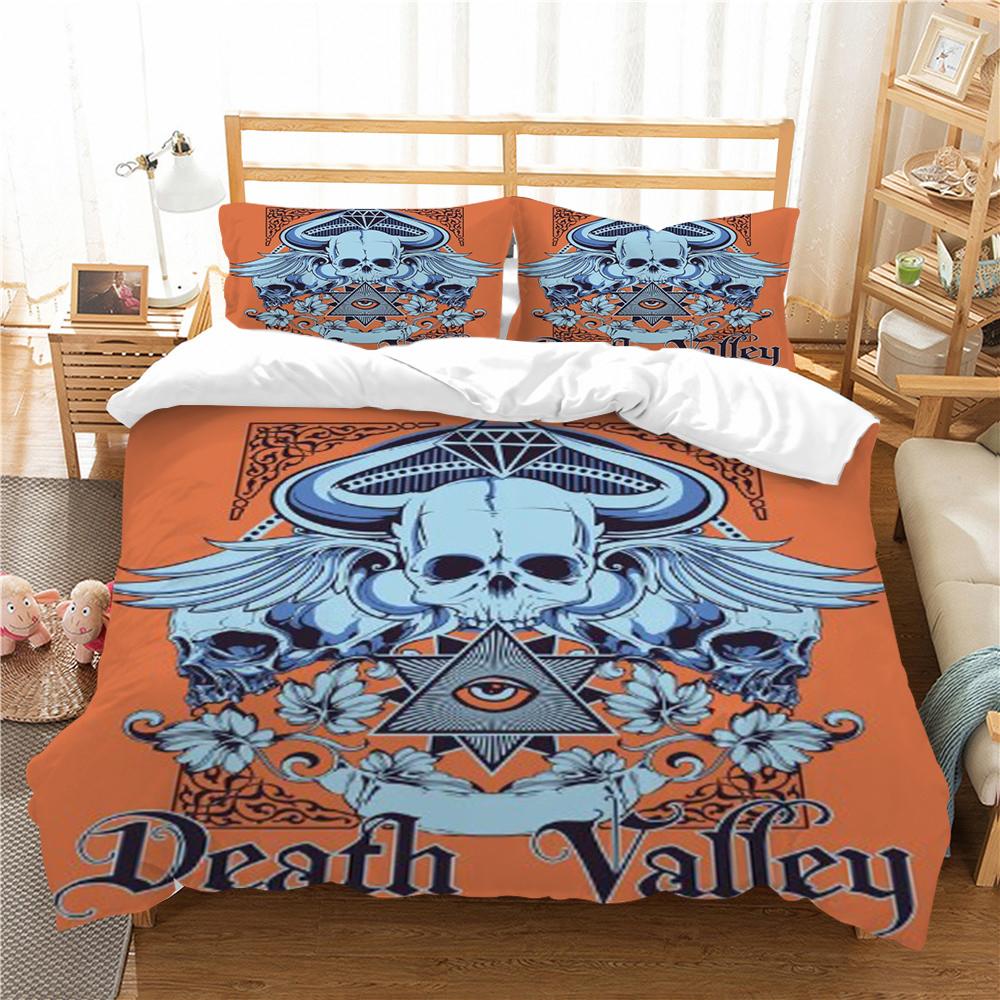 Bettbezug 3D Schädel Druck Bettbezug Set Hohe Qualität Einzelgröße Bettdeckenbezug Set Jungen Mädchen Zuhause Bettwäsche Set