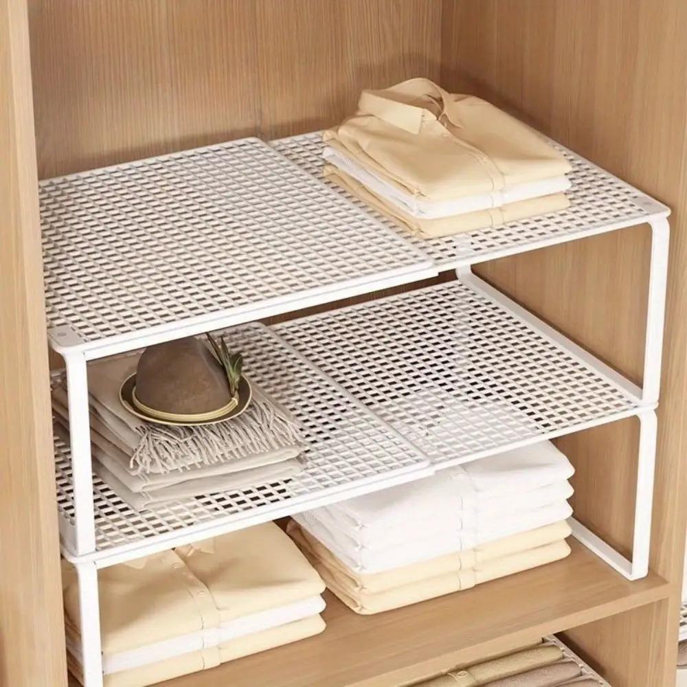 Heavy-Duty Carbon Steel Expandable Closet Shelf - Small Black - Adjustable Height Vertical Storage Rack with Telescopic Design, Space-Saving Organizer