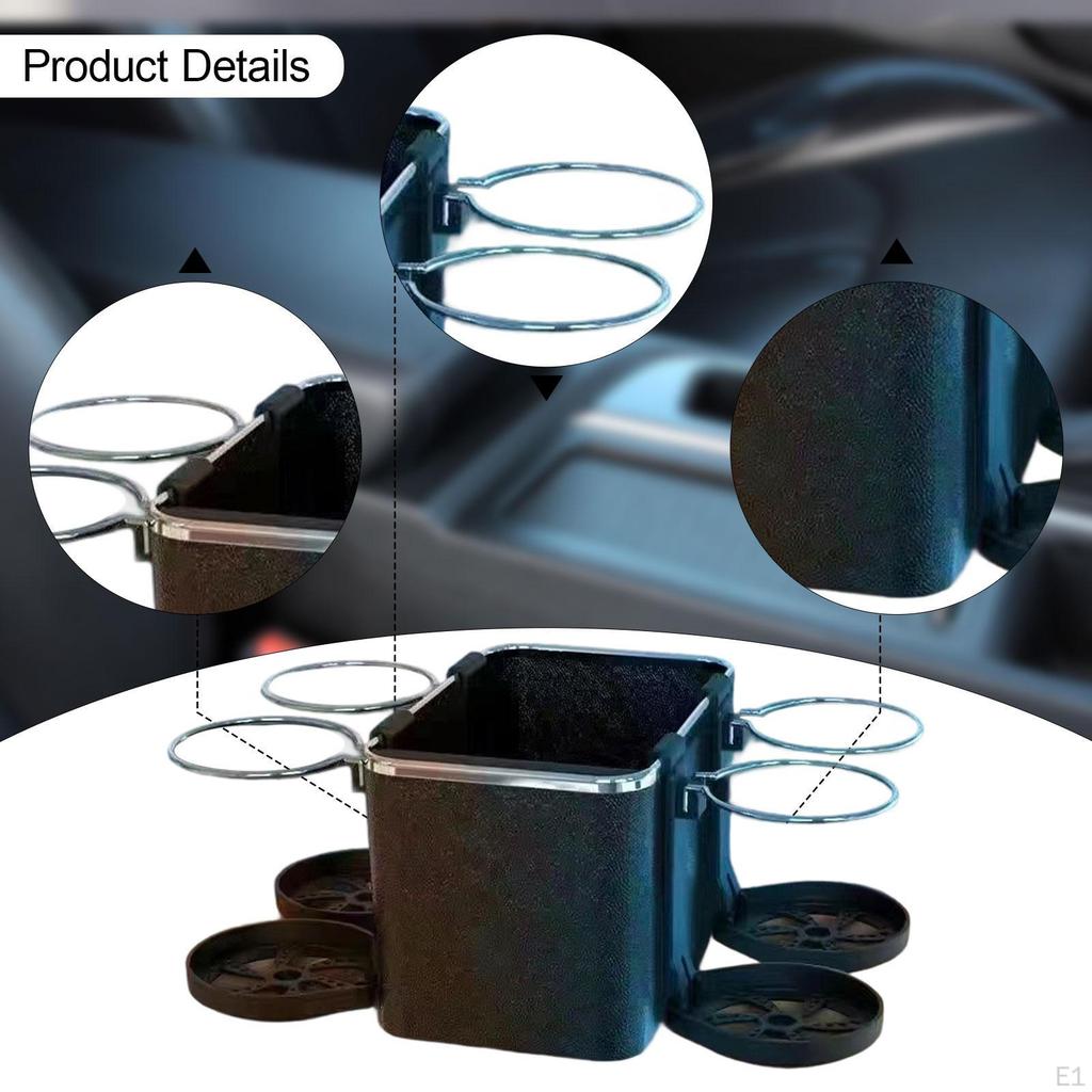 Car Armrest Storage Box Organizer with 4 Cup Holders Easy to Install Universal Tissue Holder