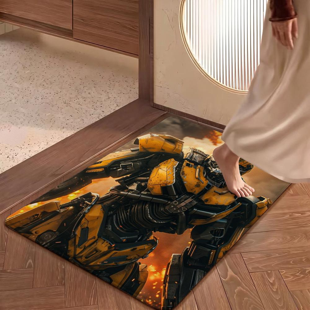 Bumblebee Battle Armor Rectangular Rug Durable Easyclean Carpet For Hallway Balcony Study Home Party Decor Halloween Gift