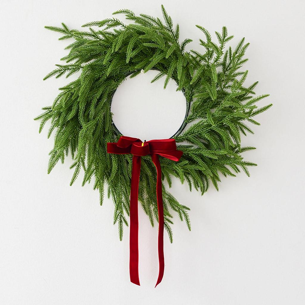 19inch Artificial Pine Christmas Wreath Versatile Front Door Wreath Realistic for Store Gate Decor Accessory Lightweight Sturdy