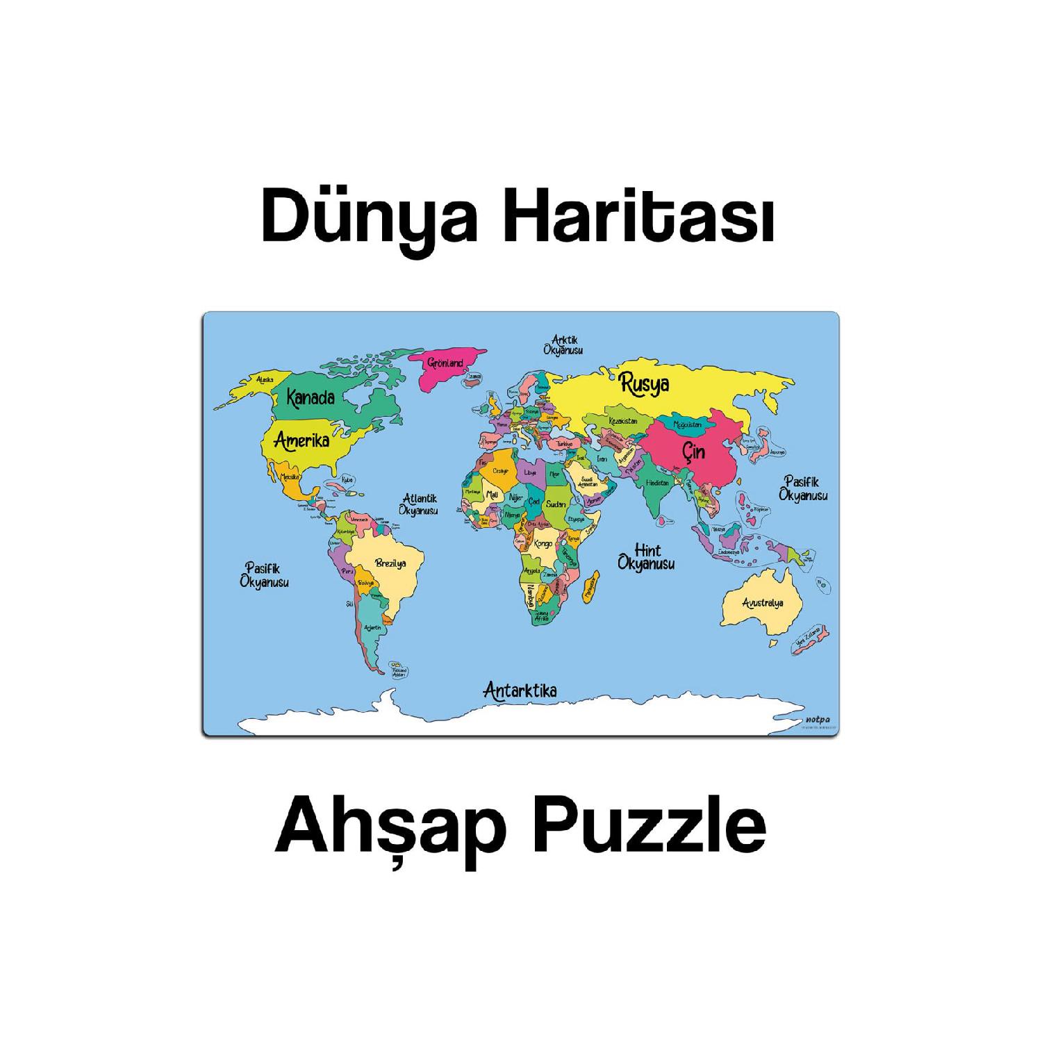 

Дерев яна барвиста карта світу Notpa для дітей 5 років і дорослих 30x44 см