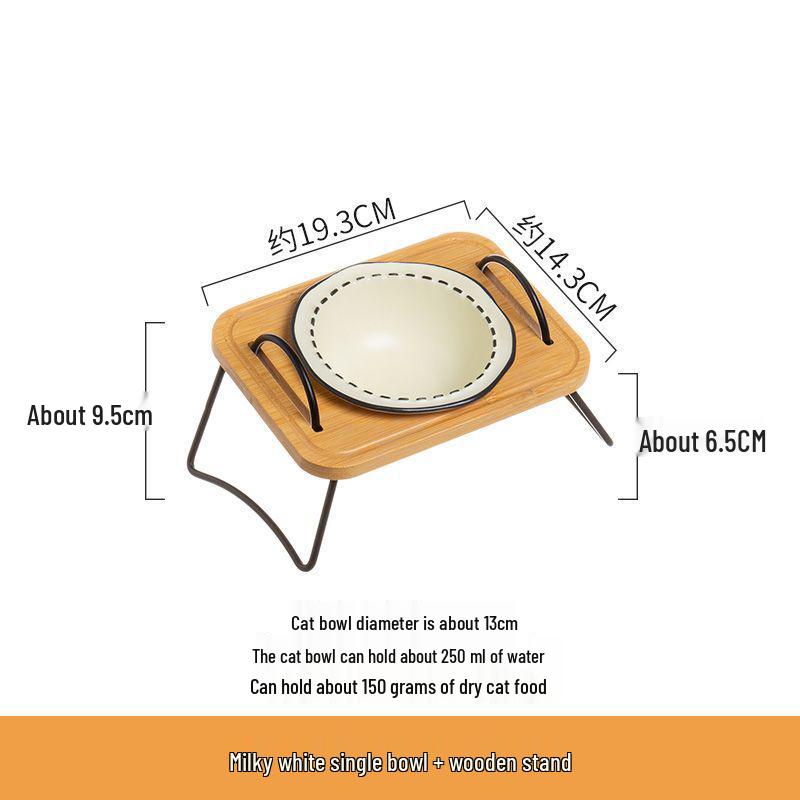 Non-Spill Raised Pet Bowl Set: Double Dog Bowl, Triple Cat Bowl, Anti-Tip Ceramic for Neck Protection