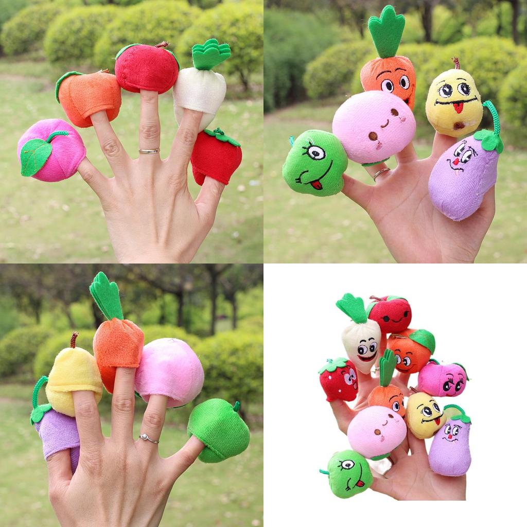 Apple Plush Finger Puppet Set With Pp Cotton Filling For Kids Educational Play Special Characters Included