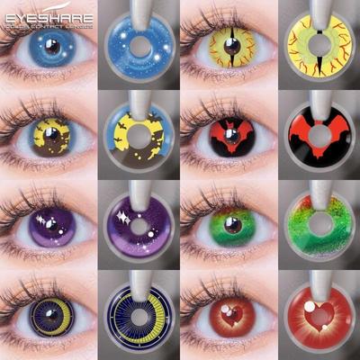 1 para soczewek kontaktowych Cosplay do oczu na imprezę wampirzą Cosplay kolorowe soczewki miękkie 14,5 mm soczewki na Halloween