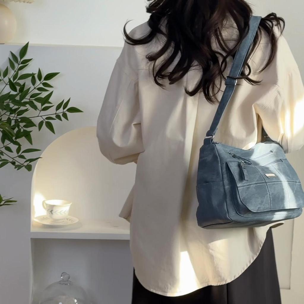 Mittelalterliche Muttertasche Damen Große Kapazität Schultertasche PU Umhängetasche
