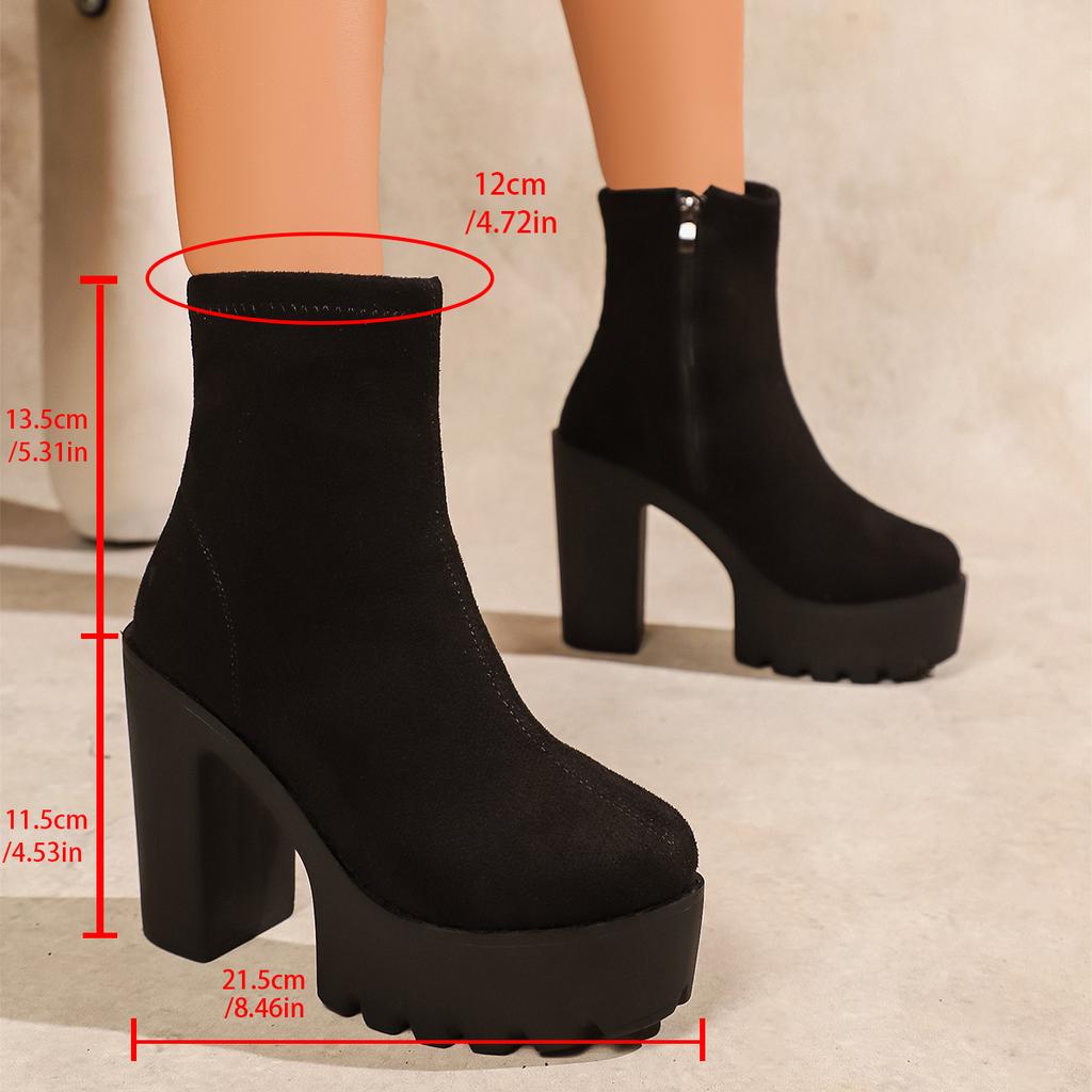 Fashion 11.5CM hate sky high waterproof platform shoes autumn winter new ultra-high heel women short boots increase wedge heel shoes