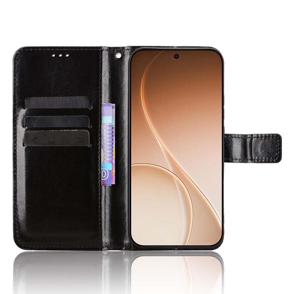 Flip Case for Oppo Reno 15 F / 15 FS, Crazy Horse Wallet, Black