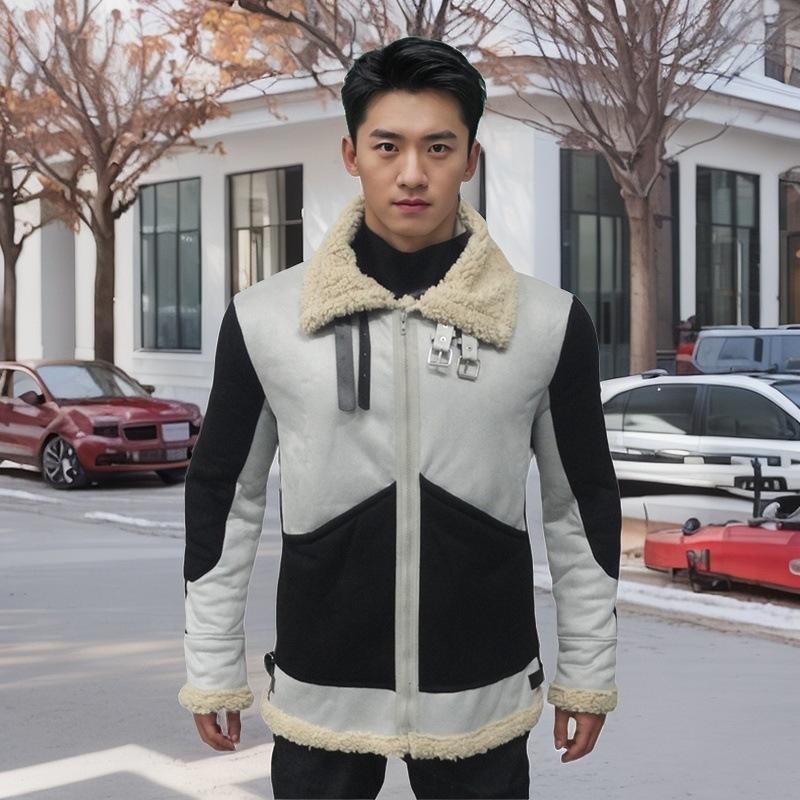 

Осенне-зимняя мужская куртка с меховым покрытием, толстое замшевое мужское пальто 5XL серый