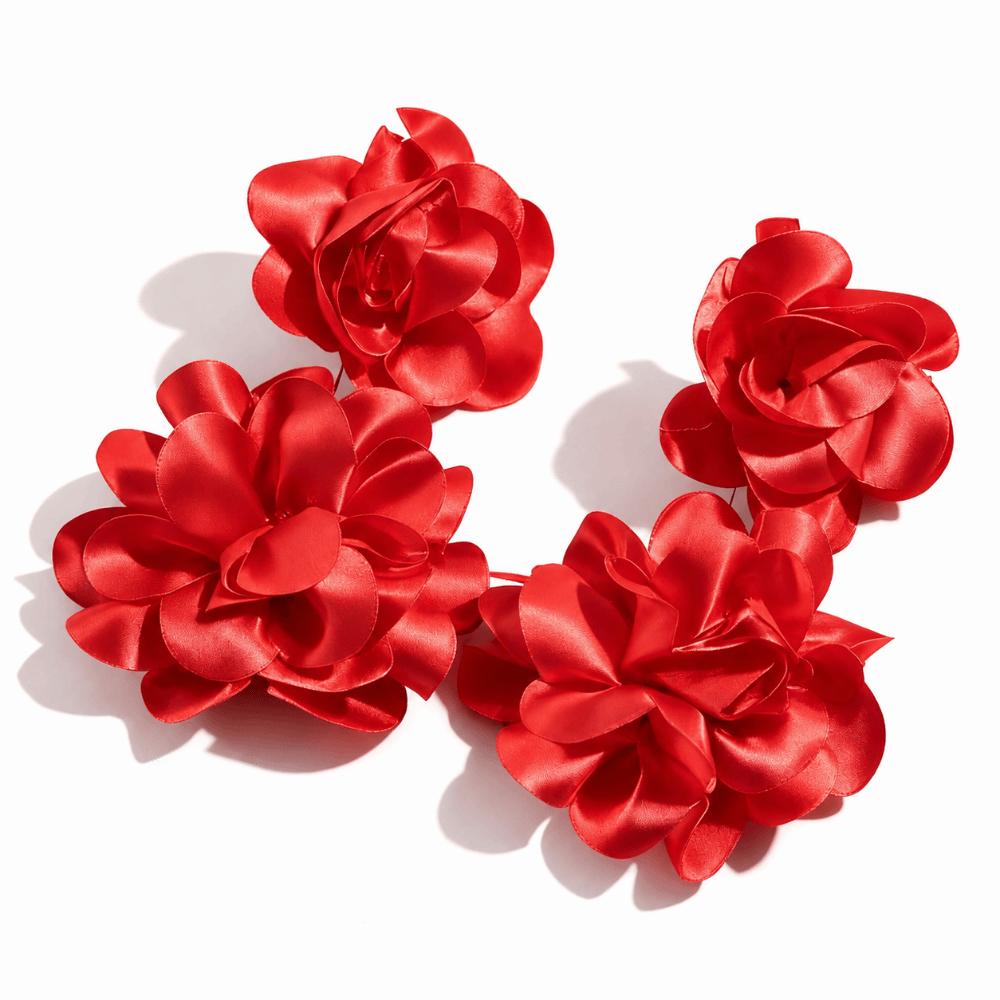 Exaggerated Flower Dangle Earrings Bohemian Satin Earrings Vintage Floral Earrings Casual Wear