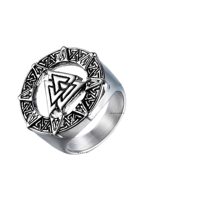 2026 European and American Rings, Personalized Fashion Retro Triangle Men's Titanium Steel Rings, Accessories