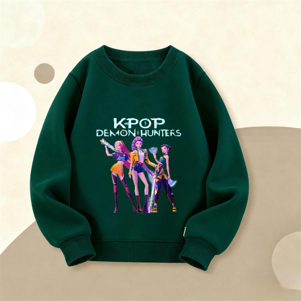 Girls Sweatshirts Fashion Casual Long Sleeve Children's Kpop Demon Huntrix Hoodie Outer Wear Toddler Cartoon Printed Pullovers