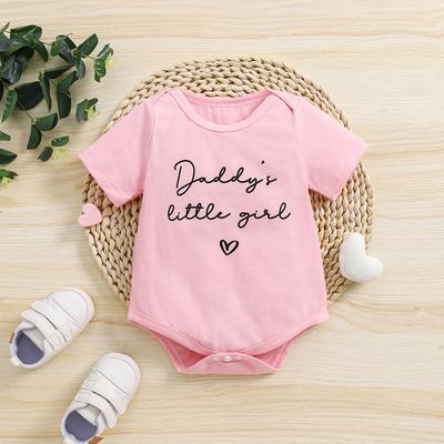 Baby Print Baumwoll Body „Daddy's Little Girl“ Rosa Kurzarm Jumpsuit Onesie