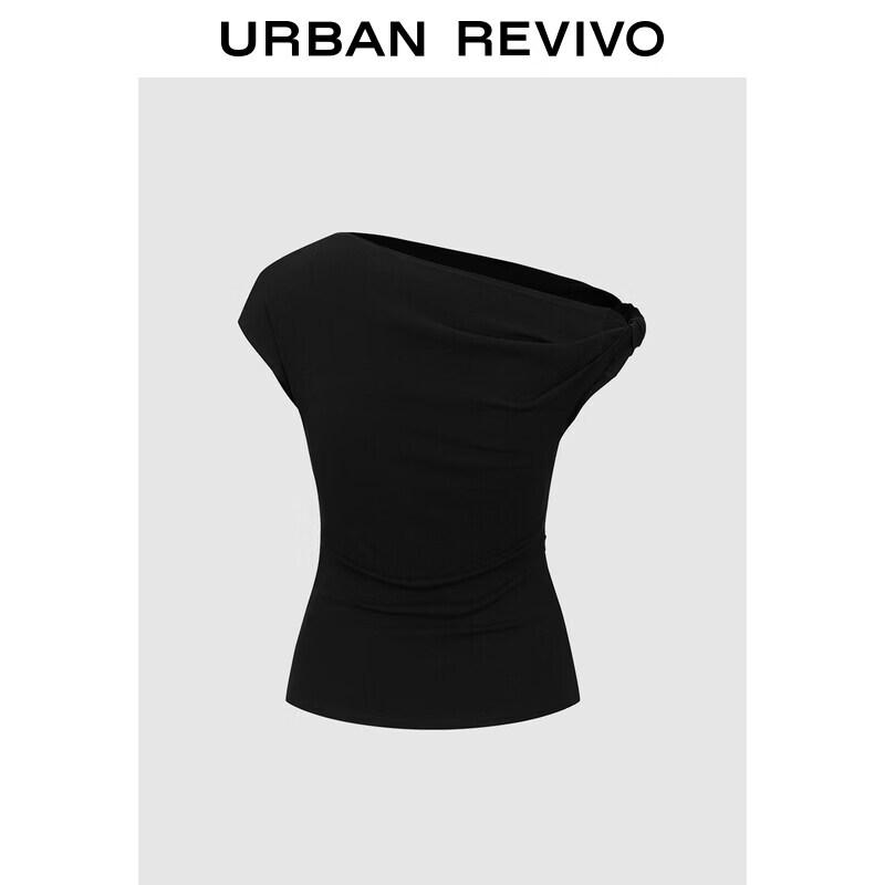 UR 2026 Spring Women's Stylish Irregular Off-Shoulder T-Shirt