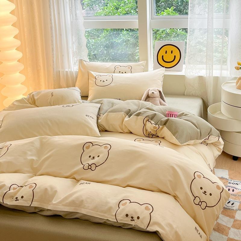 Small Fresh Pure Cotton Bed Four-piece Bedding Quilt Cover Bed Sheet Dormitory