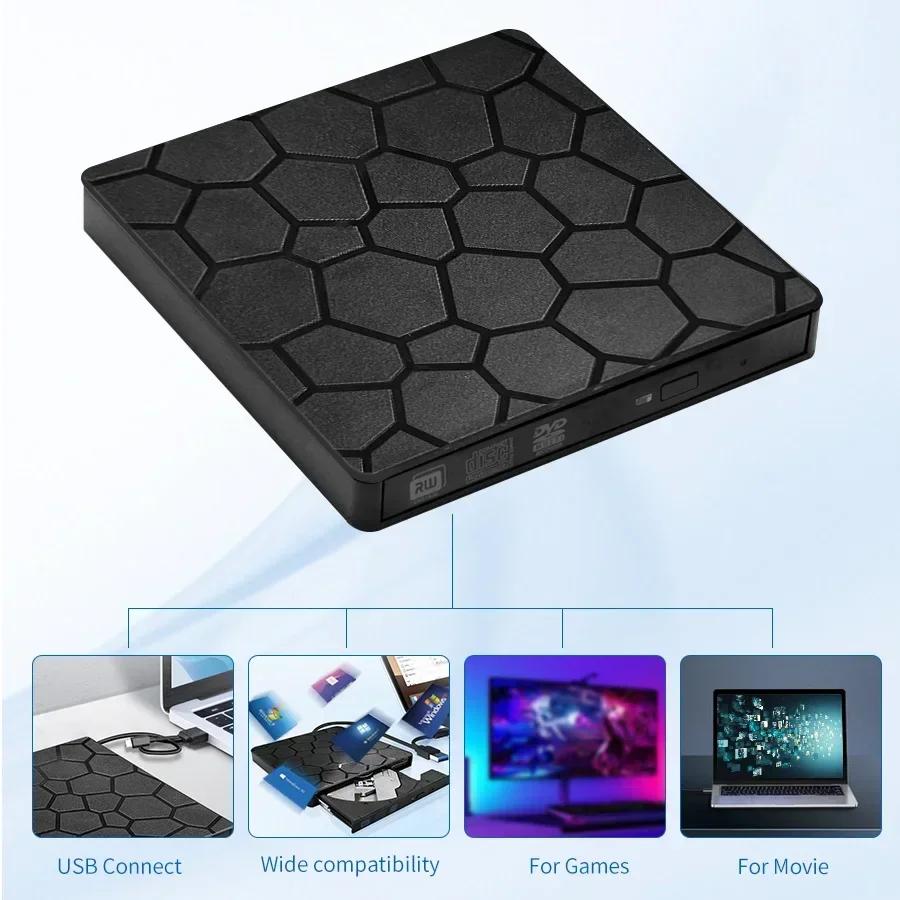 2 In 1 USB 3.0 Type C Slim External DVD RW CD Players Writer Reader Optical Drives PC Laptop Desktop Portable DVD Burner Drive