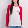 MLB Loose Logo Raglan Long Sleeve Summer Breathable High-Value T-Shirt Women Tops Red 3FTSV1143-43RDS