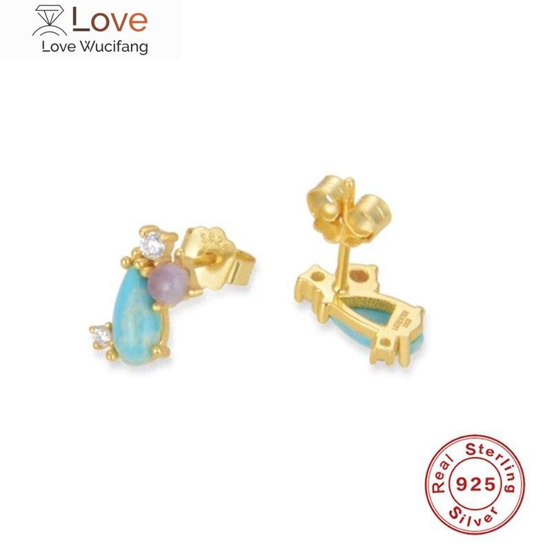 100 %Real Silver 925 Earrings  Trend Women 'S Earrings Garnet Red Stud Jewelry