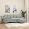 Vidaxl 3-Seater Sofa with Footstool, Light Gray, 180 Cm, Velvet