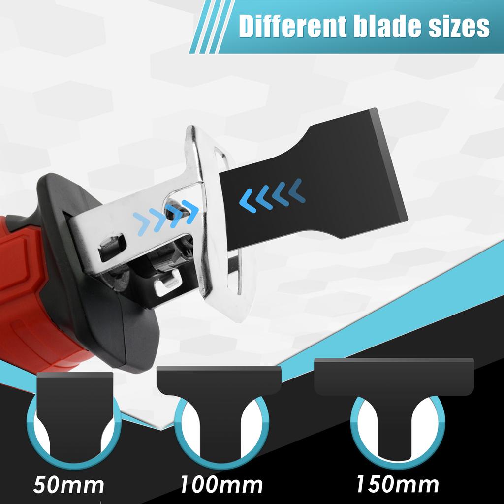 3PCS Reciprocating Saber Shovel 50/100/150mm Hcs Electric Scraper Saw Blade for Cleaning Removal Tile Grout Glue Gap Wall Putty