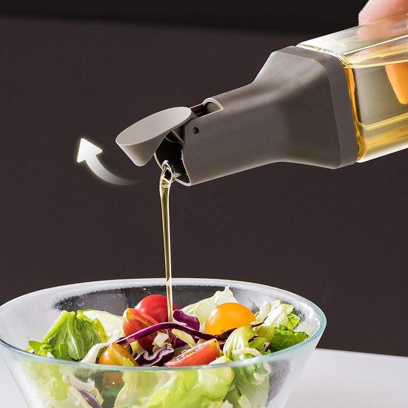 Large Olive Oil Dispenser Bottle Auto Flip Condiment Glass Container Leak Proof Non Stick Oil Vinegar Dispensers Kitchen Gadgets
