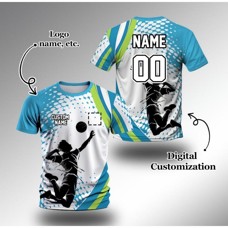 3D Printed Volleyball Jerseys T-shirt For Men Customized Graphic T Shirts Fashion Casual O-Neck Sports Tops Short Sleeve Tees