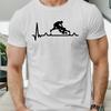 Wrestling Heartbeat ECG Graphic Tee Mens Short Sleeve Cotton TShirt Casual Summer